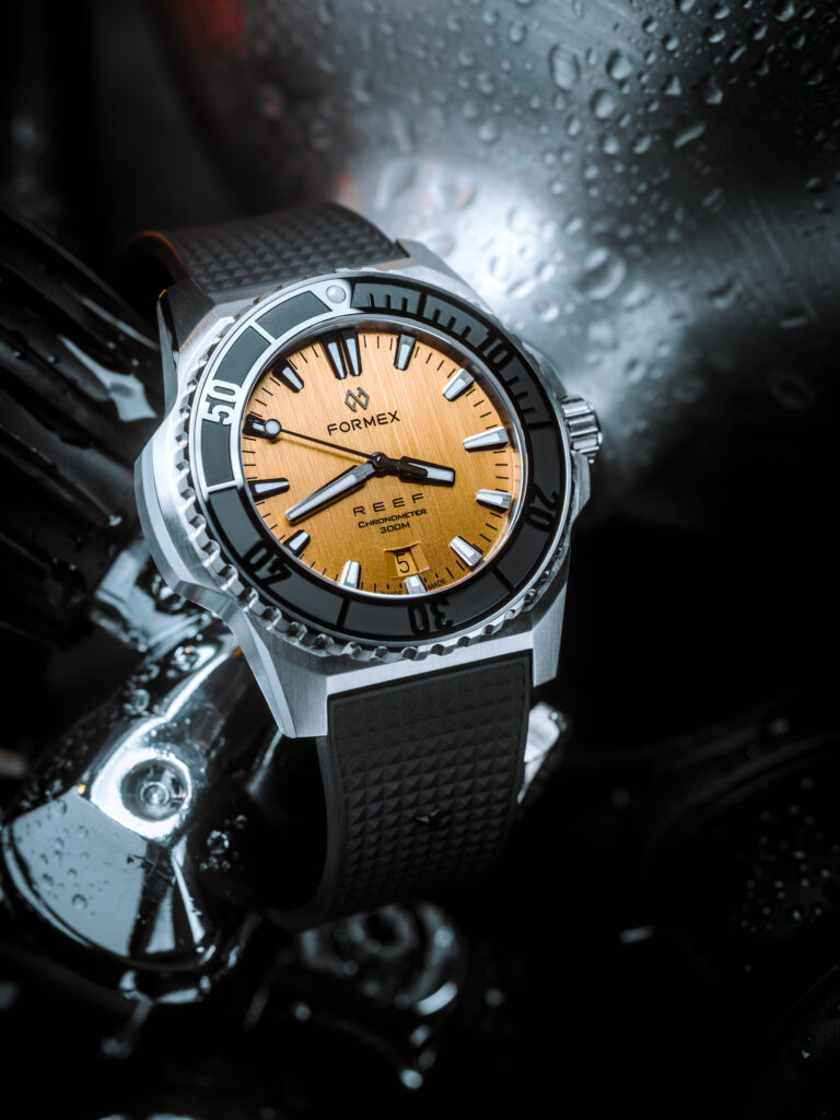 Formex Reef 42 mm Radiant Bronze COSC 300M Automatic for Collective Horology - styled image 3, rubber strap